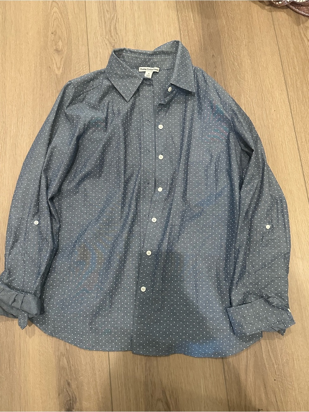 Dalia Collection Blue Dot Button-Down Shirt